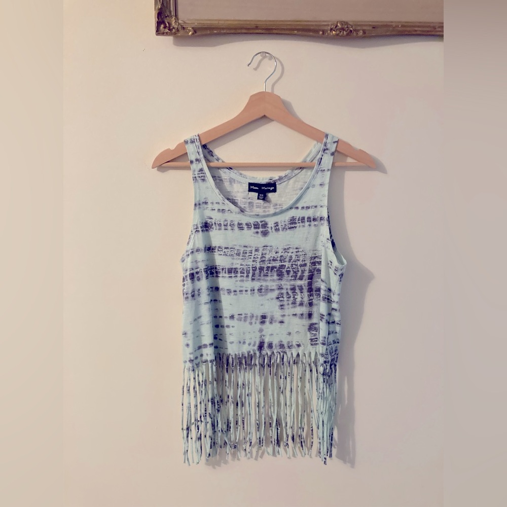 Mason and Mackenzie Women’s Tie Dye Fringe Tank Top Beach Vacation Fun XSmall